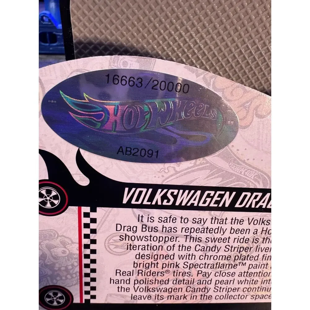 Hot Wheels RLC Volkswagen Drag Bus Candy Striper numbered 16663